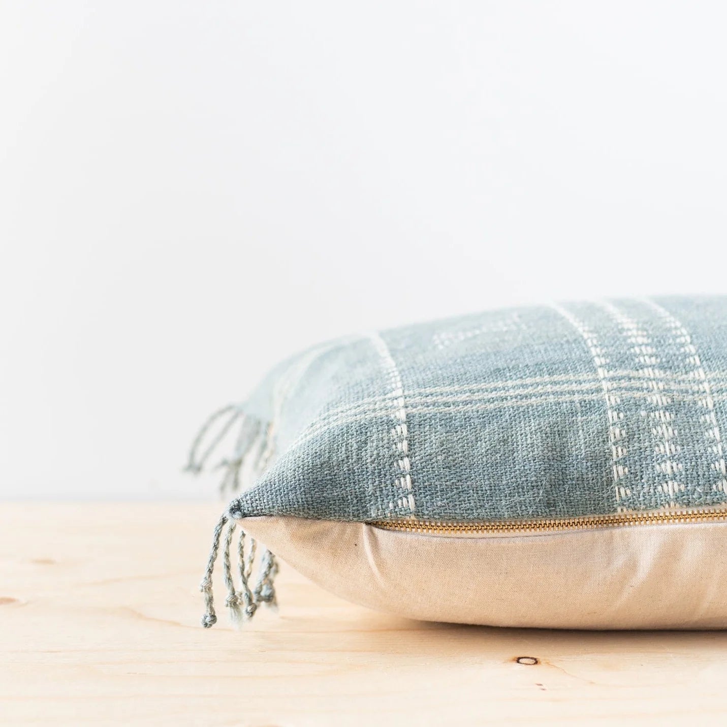 Sage Bhujodi Fringe Pillow Cover